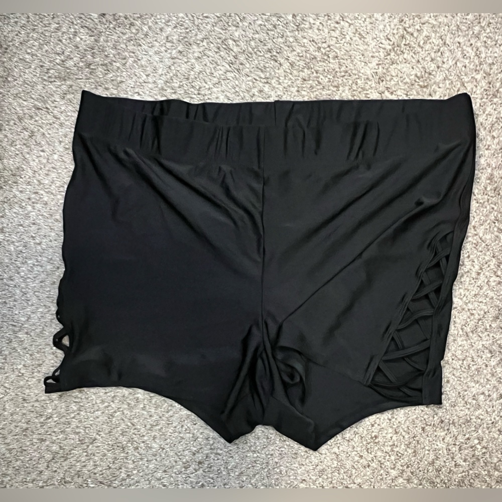 Torrid Black Swim Shorts with Side Detail